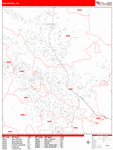 San Rafael Wall Map Red Line Style